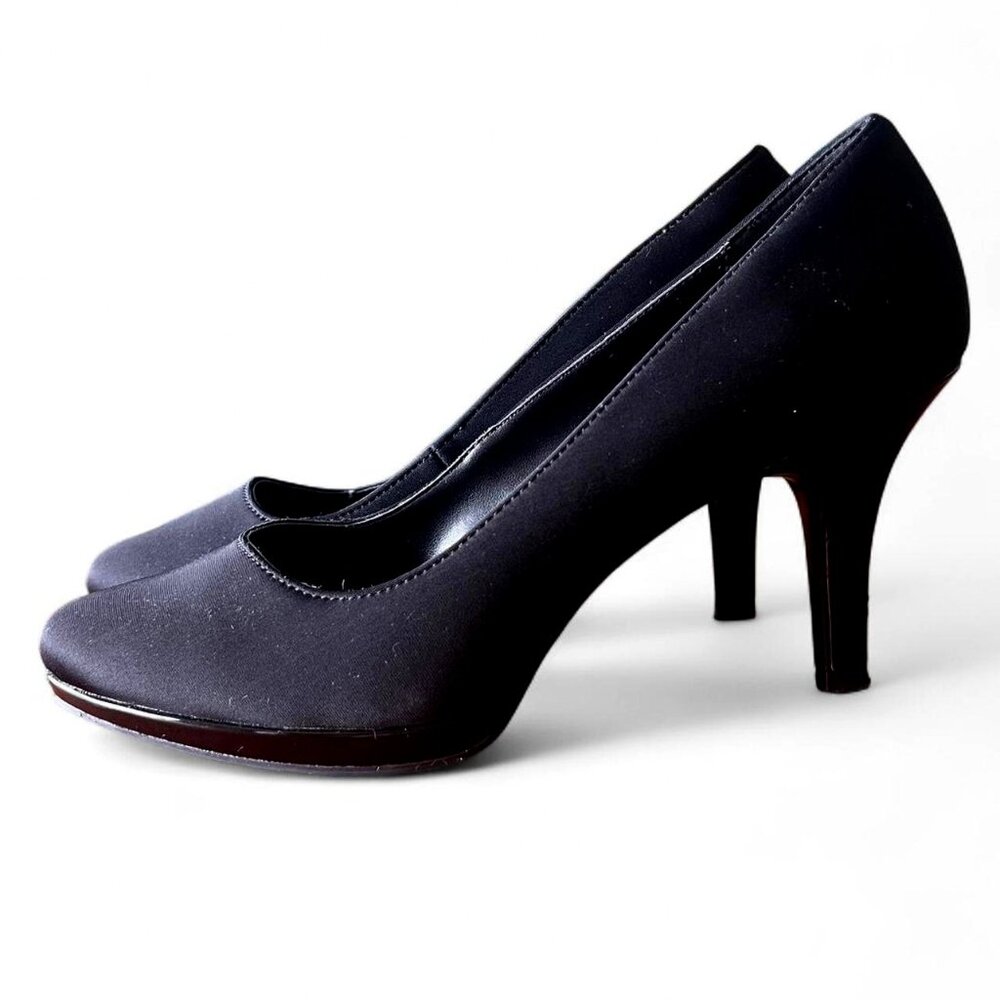 Bandolino Black Satin Platform Heels